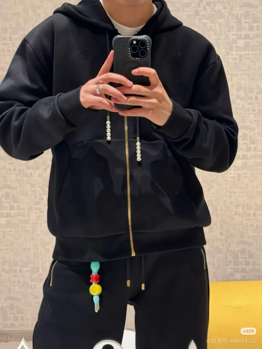 Louis Vuitton/Louis Vuitton pearl drawstring letter embroidered zipper hooded jacket